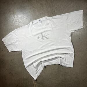 Vintage 90s Calvin Klein Jeans CK Logo T-Shirt White XL